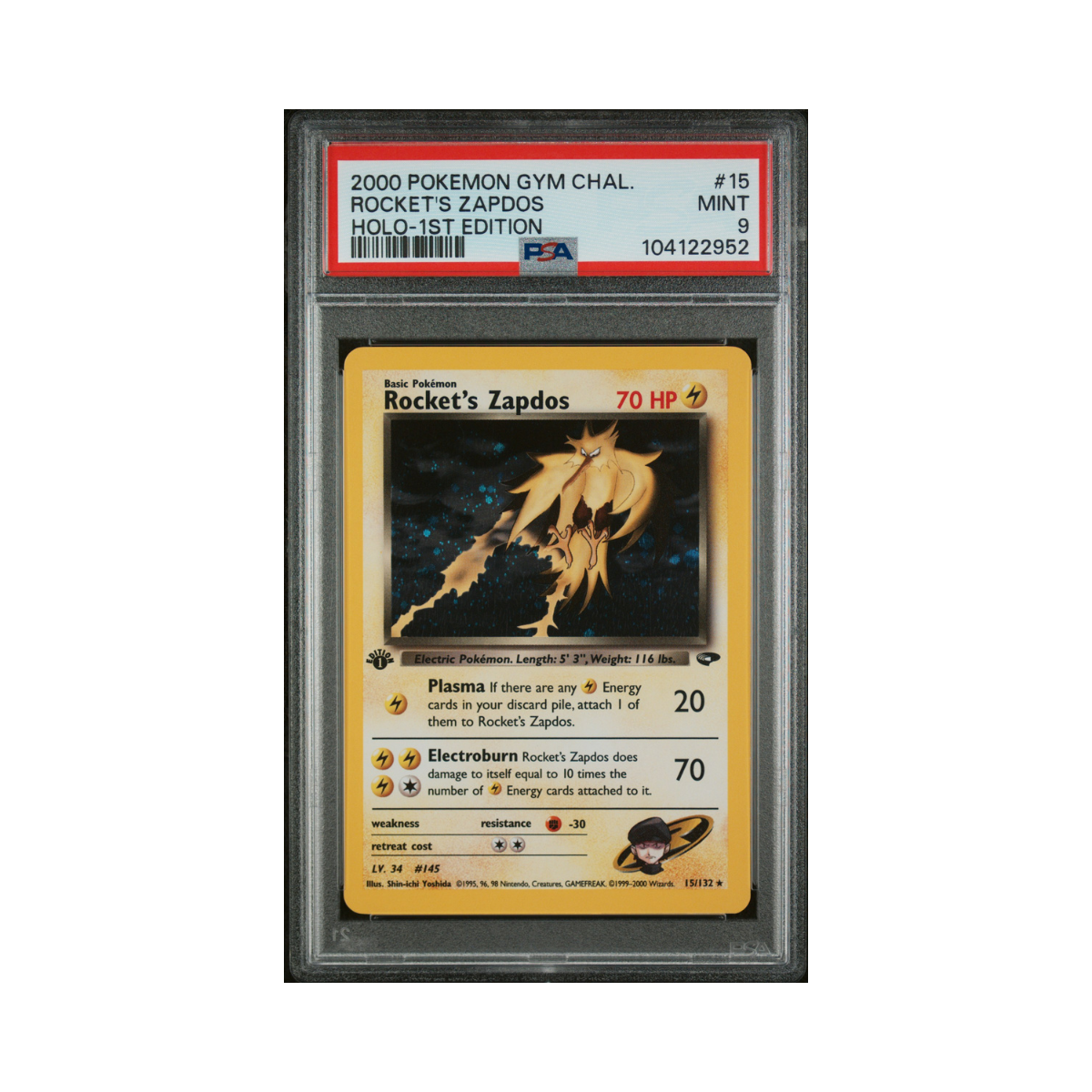 PSA 9 Rocket's Zapdos 1st Edition #15